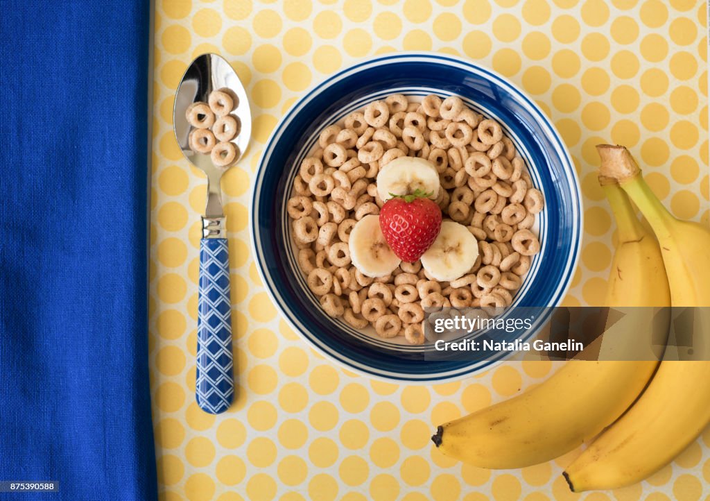 Bowl of cereal with fresh fruit