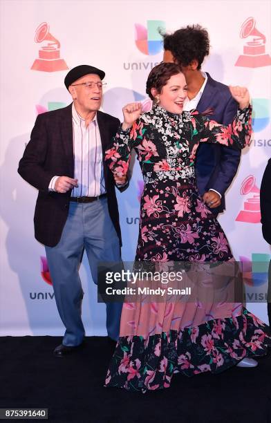 Natalia Lafourcade poses with the award for Best Long Form Music Video in the press room during The 18th Annual Latin Grammy Awards at MGM Grand...
