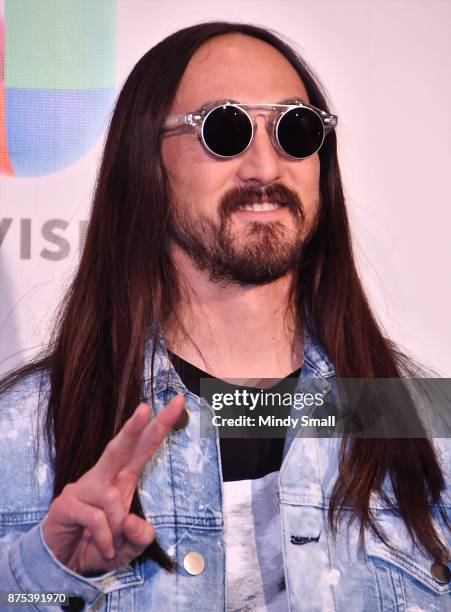 Steve Aoki poses in the press room during The 18th Annual Latin Grammy Awards at MGM Grand Garden Arena on November 16, 2017 in Las Vegas, Nevada.