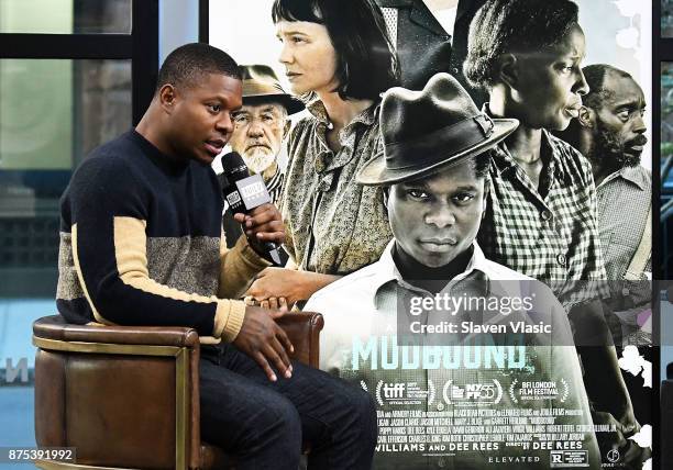 Actor Jason Mitchell visits Build to discuss "Mudbound" at Build Studio on November 17, 2017 in New York City.