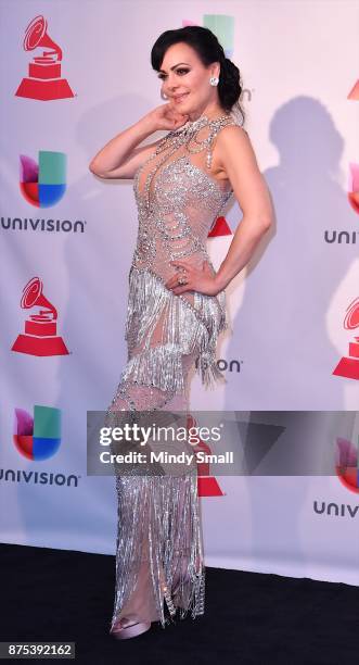 Maribel Guardia poses in the press room during The 18th Annual Latin Grammy Awards at MGM Grand Garden Arena on November 16, 2017 in Las Vegas,...