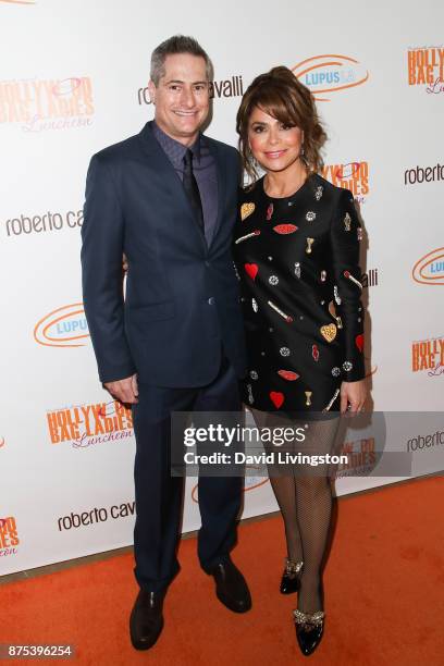 Chairman of Lupus LA Adam Selkowitz and Paula Abdul arrives at the Lupus LA 15th Annual Hollywood Bag Ladies Luncheon at The Beverly Hilton Hotel on...