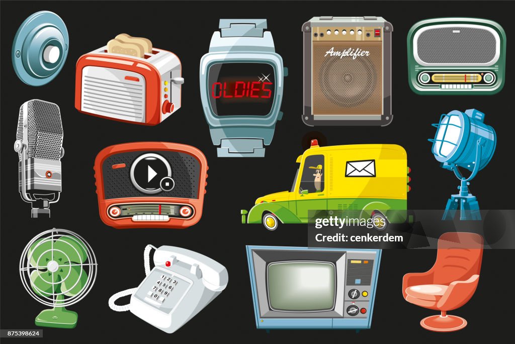 Vintage objecten ingesteld (vector)