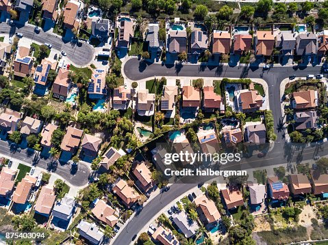 Aerial Shot of Suburban Development Aerial Shot of Suburban Development