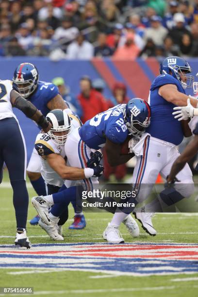 Linebacker Connor Barwin of the Los Angeles Rams in action against the New York Giants at MetLife Stadium on November 5, 2017 in East Rutherford, New...
