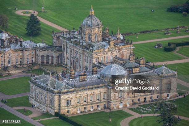 An aerial view of Castle Howard on on October 15, 2017 in York, England. .