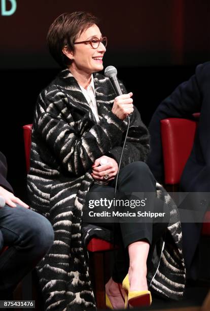 Actress Kristin Scott Thomas speaks on stage during SAG-AFTRA Foundation Conversations "Darkest Hour" at SAG-AFTRA Foundation Robin Williams Center...