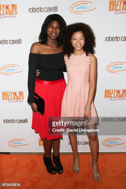 Paris Simpson and Storm Reid arrive at the Lupus LA 15th Annual Hollywood Bag Ladies Luncheon at The Beverly Hilton Hotel on November 17, 2017 in...