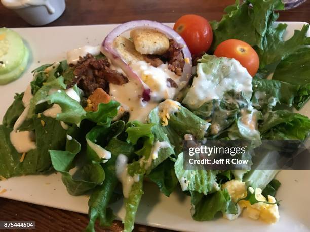 fresh lettuce salad with ranch dressing - ranch dressing stock pictures, royalty-free photos & images