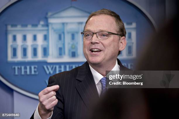 Kevin Hassett, chairman of the Council of Economic Advisors , speaks during a White House press briefing in Washington, D.C., U.S., on Friday, Nov....