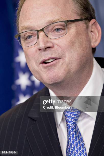 Kevin Hassett, chairman of the Council of Economic Advisors , speaks during a White House press briefing in Washington, D.C., U.S., on Friday, Nov....