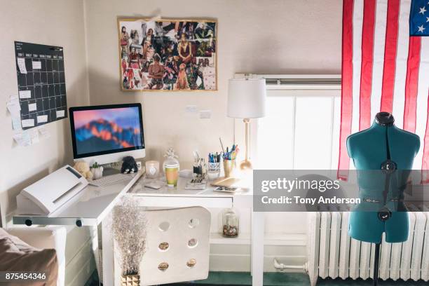 home office of fashion designer - fashion designer room stock pictures, royalty-free photos & images