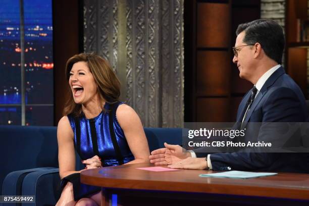 The Late Show with Stephen Colbert and guest Norah O'Donnell during Friday's November 17, 2017 show.