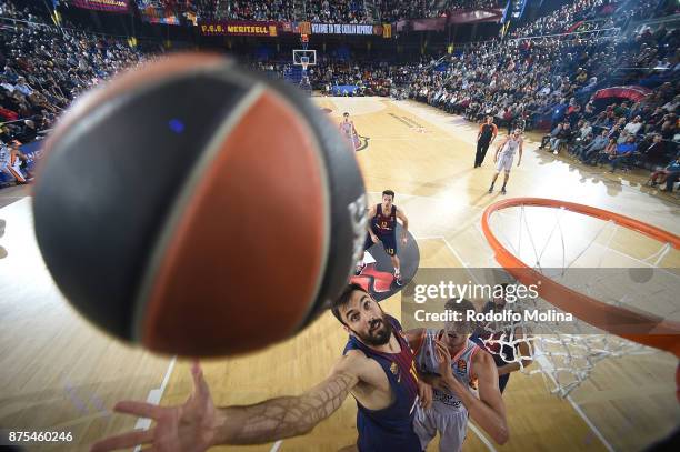 Tibor Pleiss, #21 of Valencia Basket in action during the 2017/2018 Turkish Airlines EuroLeague Regular Season Round 8 game between FC Barcelona...