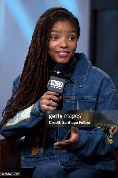 Halle Bailey attends Build Presents to discuss "Grown-ish" at Build Studio on November 17, 2017 in New York City.