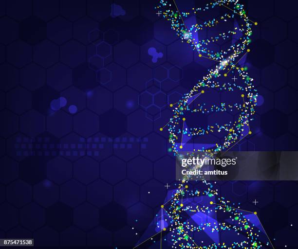 dna-partikel-hintergrund - helix stock-grafiken, -clipart, -cartoons und -symbole