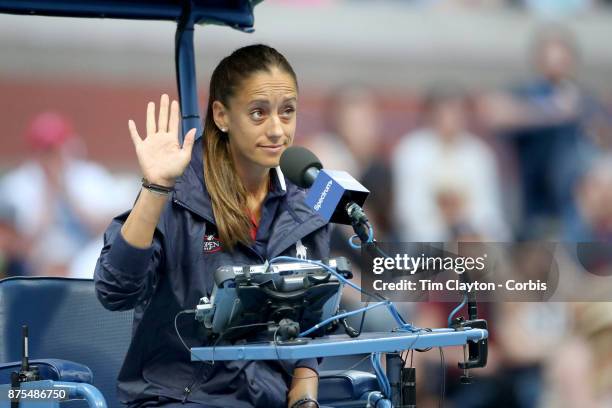 Open Tennis Tournament - DAY FOUR. Chair Umpire Marijana Veljovic of Serbia during the Roger Federer of Switzerland against Mikhail Youzhny of Russia...