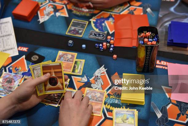 Attendees compete at the Pokemon European International Championships at ExCel on November 17, 2017 in London, England. Thousands of competitors from...