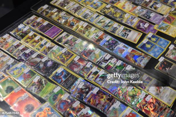 Pokemon cards on sale at the Pokemon European International Championships at ExCel on November 17, 2017 in London, England. Thousands of competitors...