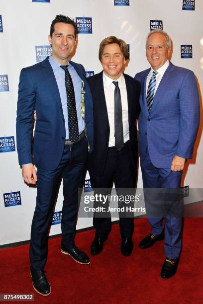 Todd Lieberman, Stephen Chbosky and David Hoberman attend the Media Access Awards 2017 at The Four Seasons on November 17, 2017 in Beverly Hills,...