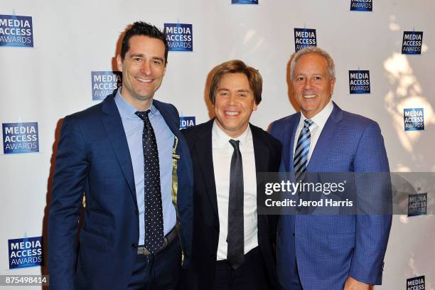 Todd Lieberman, Stephen Chbosky and David Hoberman attend the Media Access Awards 2017 at The Four Seasons on November 17, 2017 in Beverly Hills,...