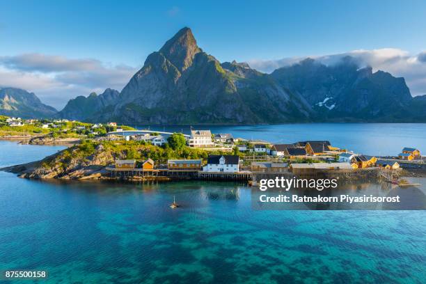 lofoten summer landscape - lofoten island stock pictures, royalty-free photos & images