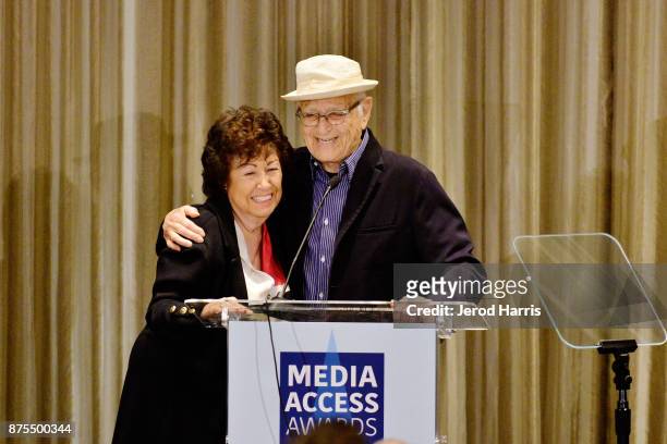 Fern Field and Norman Lear attend the Media Access Awards 2017 at The Four Seasons on November 17, 2017 in Beverly Hills, California.