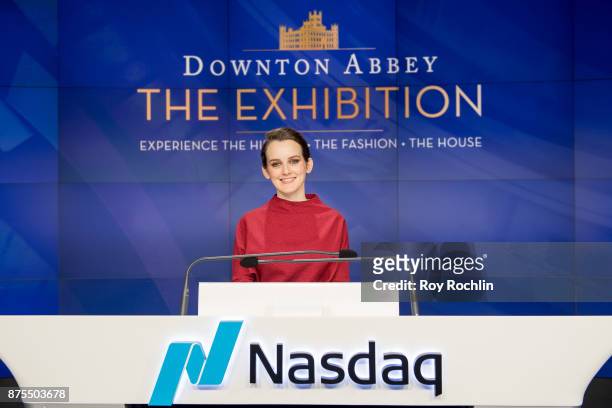 Sophie McShera of "Downton Abbey" rings the Nasdaq Stock Market Closing Bell at NASDAQ on November 17, 2017 in New York City.
