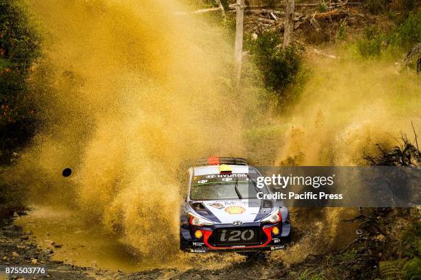 Craig Breen and co-driver Scott Martin of Citroën World Rally Team cross a creek during the Pilbara Stage on day one of the Rally Australia round of...