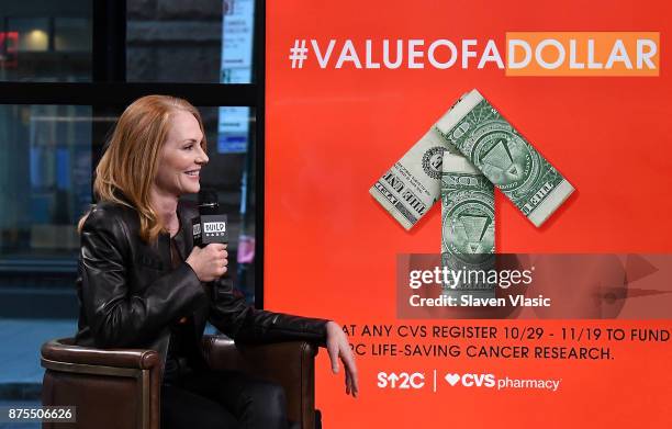 Actress Marg Helgenberger visits Build to discuss "The Value Of A Dollar" campaign at Build Studio on November 17, 2017 in New York City.