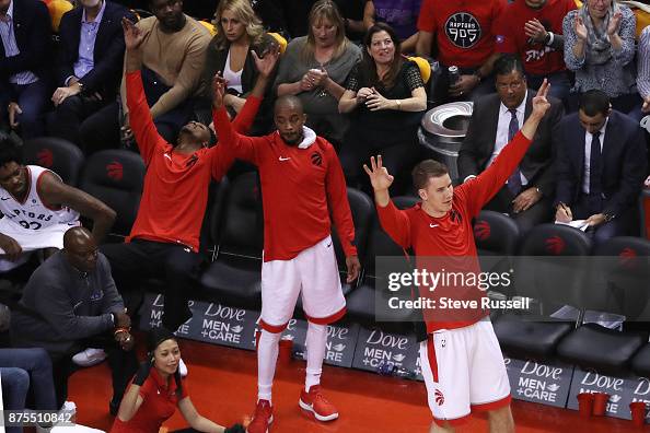 Toronto Raptors Bench TORONTO, ON- NOVEMBER 17 - The Raptors bench celebrates a Kyle Lowry ...