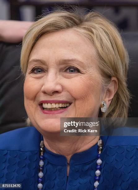 Former U.S. Secretary of State Hillary Rodham Clinton signs copies of her new book 'What Happened' at BookPeople on November 17, 2017 in Austin,...