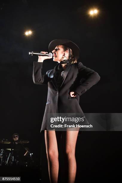 Singer Cleo Panther of the Austrian band Parov Stelar performs live on stage during a concert at the Velodrom on November 17, 2017 in Berlin, Germany.