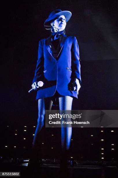 Singer Cleo Panther of the Austrian band Parov Stelar performs live on stage during a concert at the Velodrom on November 17, 2017 in Berlin, Germany.