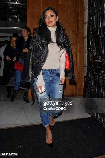 Nicole Scherzinger leaving Milos restaurant Piccadilly on November 17, 2017 in London, England.