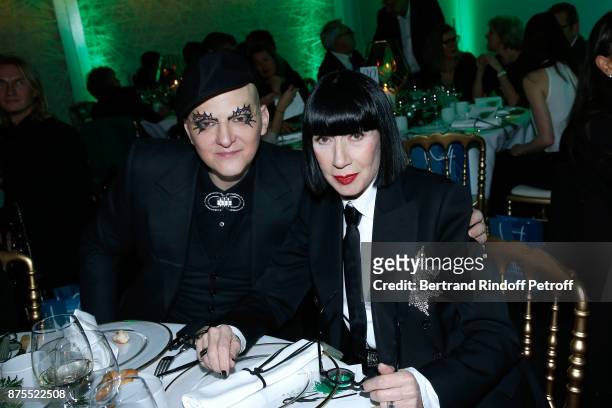 Ali Mahdavi and Chantal Thomass attend the 22th Edition of "'Les Sapins de Noel des Createurs - Designer's Christmas Trees" on November 17, 2017 in...