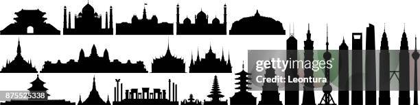 famous places in asia - shwedagon pagoda stock illustrations