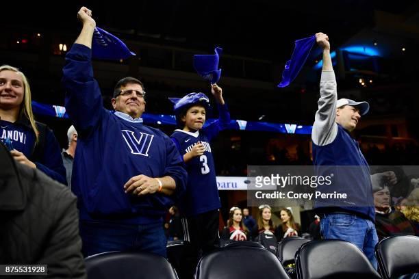 Villanova Wildcats Fans twirl their towels before the beginning of the first half at the PPL Center on November 17, 2017 in Allentown, Pennsylvania....