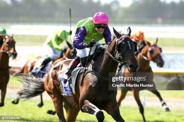 Sam Spratt riding Gobstopper wins race 10 154th New Zealand Cup during day three of the New Zealand Cup at Riccarton Park Racecourse on November 18,...