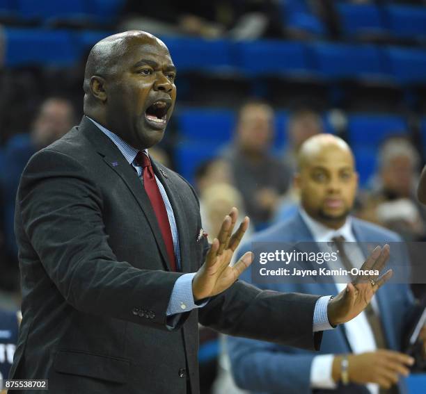 Head coach Murray Garvin of the South Carolina State Bulldogs during the game against the UCLA Bruins at Pauley Pavilion on November 17, 2017 in Los...