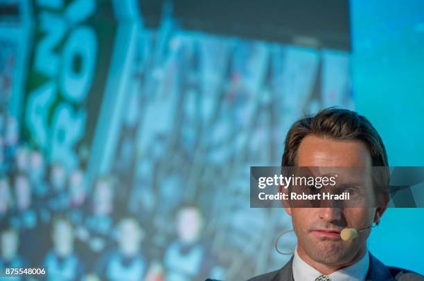 Sir Ben Ainslie, CBE, Four-time Olympic Gold Medalist & Team Principal and Skipper of Britain's America's Cup Challenger speaks during the Keynote...