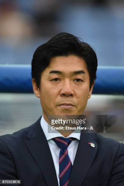 Head coach Yoon Jung Hwan of Cerezo Osaka looks on prior to the J.League J1 match between Yokohama F.Marinos and Cerezo Osaka at Nissan Stadium on...
