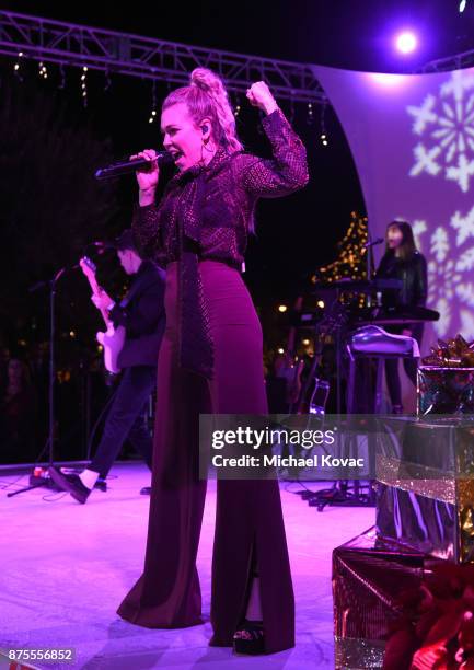 Singer/songwriter Rachel Platten performs onstage at Cost Plus World Market Celebrates Christmas With Singer Rachel Platten At The Promenade At...