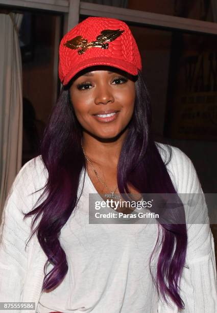 Personality Rasheeda attends Kandi Cares Foundation Thanksgiving Blessings Collection Day Food Drive at Old Lady Gang on November 17, 2017 in...