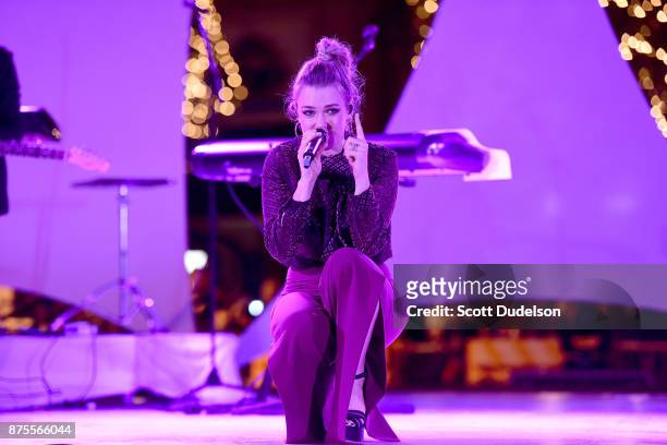Singer Rachel Platten performs onstage at the Promenade in Westlake on November 17, 2017 in Westlake Village, California.
