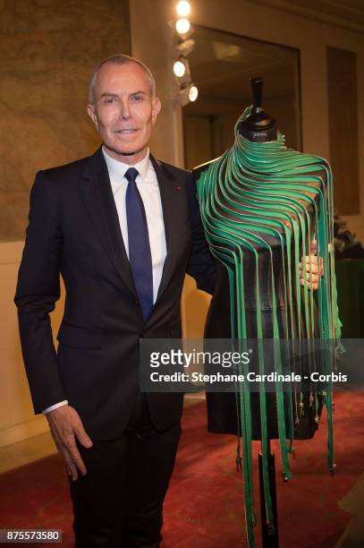 Jean Claude Jitrois poses with his Chrismas Tree during the 22th Edition Of 'Les Sapins De Noel Des Createurs - Designer's Christmas Trees on...