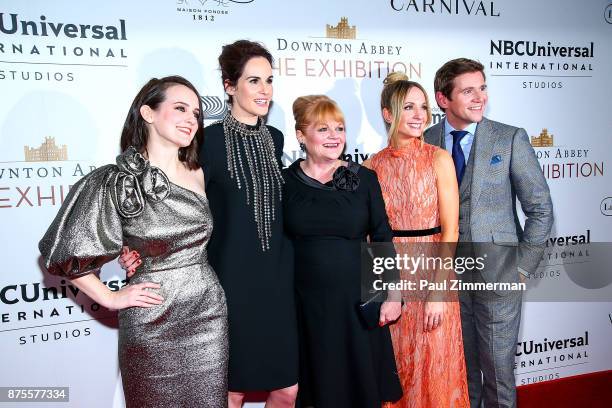 Sophie McShera, Michelle Dockery, Lesley Nicol, Joanne Froggatt and Allen Leech attend "Downton Abbey: The Exhibition" Gala Reception on November 17,...