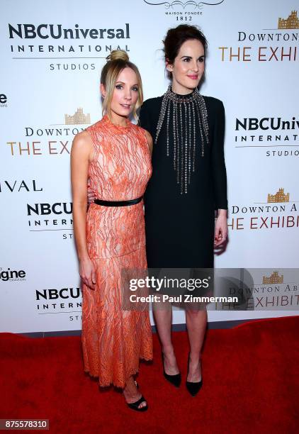 Actresses Joanne Froggatt and Michelle Dockery attend "Downton Abbey: The Exhibition" Gala Reception on November 17, 2017 in New York City.