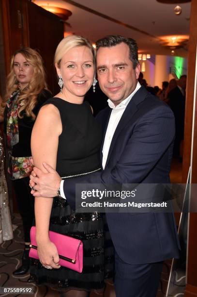 Andrea Muehlbauer and her boyfriend Falk Raudies during the Leon Heart Foundation charity dinner at Charles hotel on November 17, 2017 in Munich,...