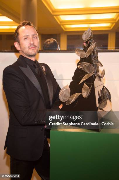 Octavio Pizarro poses with his Chrismas Tree during the 22th Edition Of 'Les Sapins De Noel Des Createurs - Designer's Christmas Trees on November...